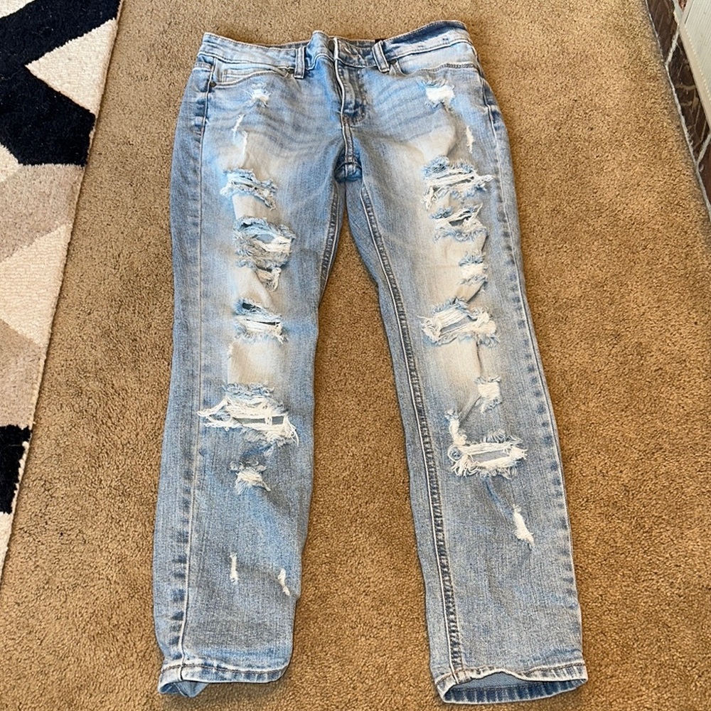 Fashion Nova Light Blue Distressed Jeans